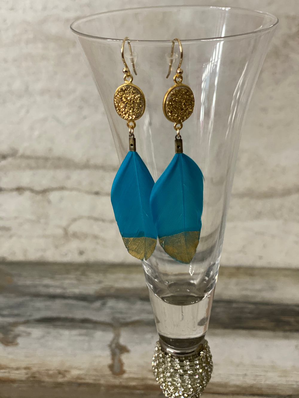 Mini Druzy Feather Earrings - A&A Haute Spot