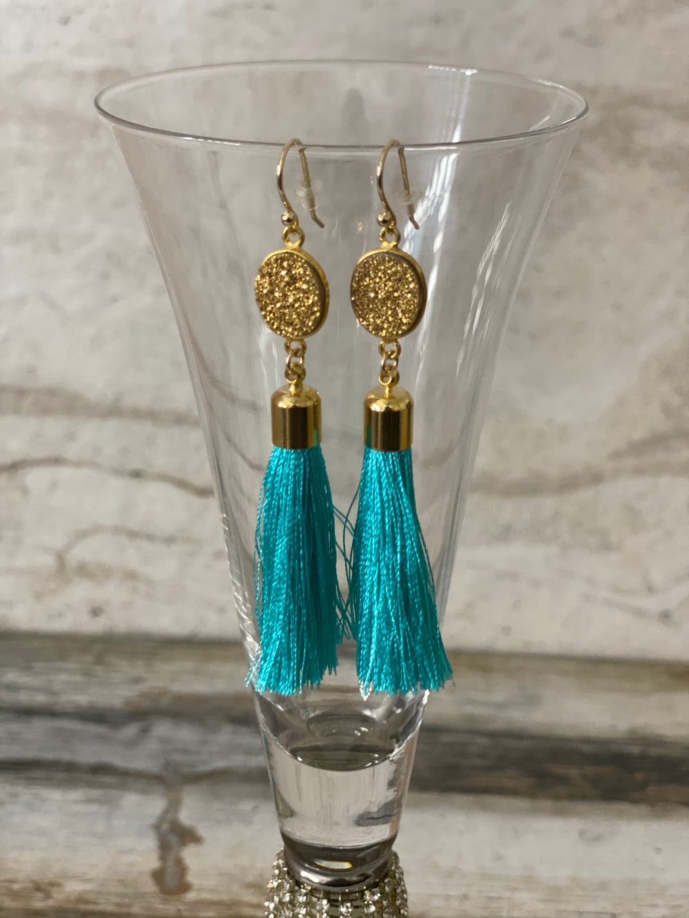 Gold Tassel Druzy Earrings - A&A Haute Spot