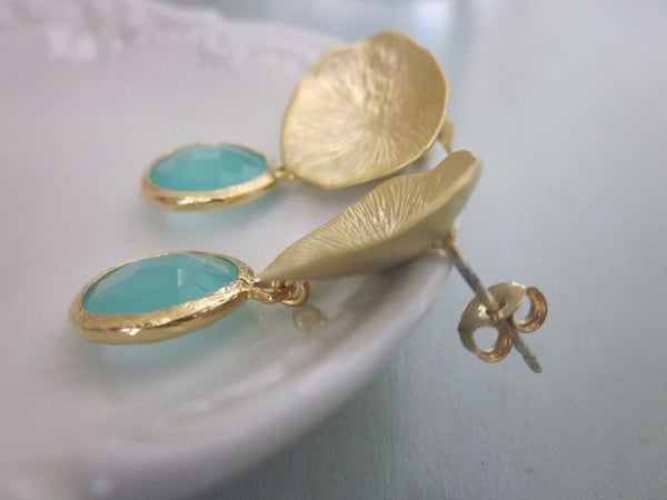 Aqua and Gold Mushroom Earrings - A&A Haute Spot