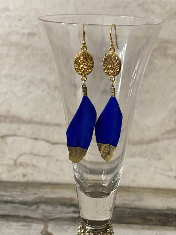 Mini Druzy Feather Earrings - A&A Haute Spot