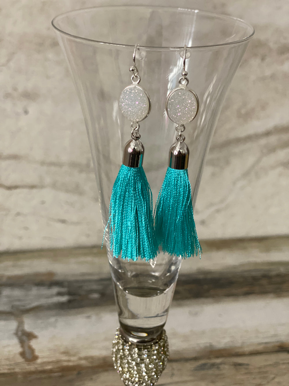 Gold Tassel Druzy Earrings - A&A Haute Spot