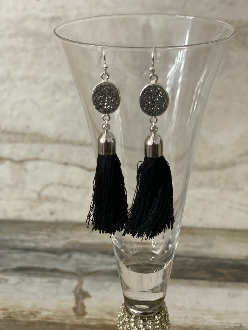 Gold Tassel Druzy Earrings - A&A Haute Spot
