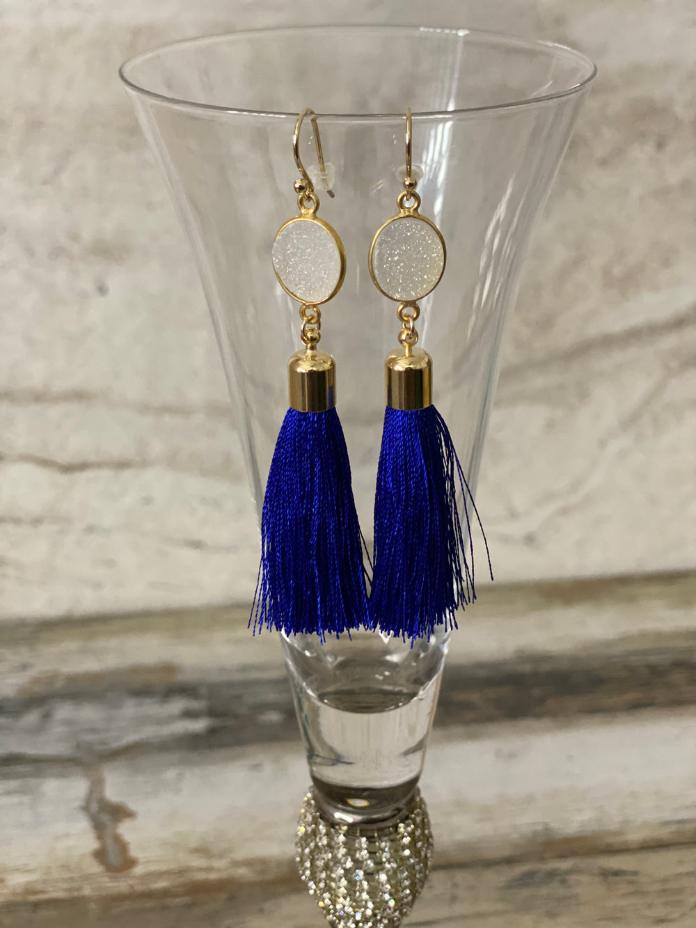 Gold Tassel Druzy Earrings - A&A Haute Spot
