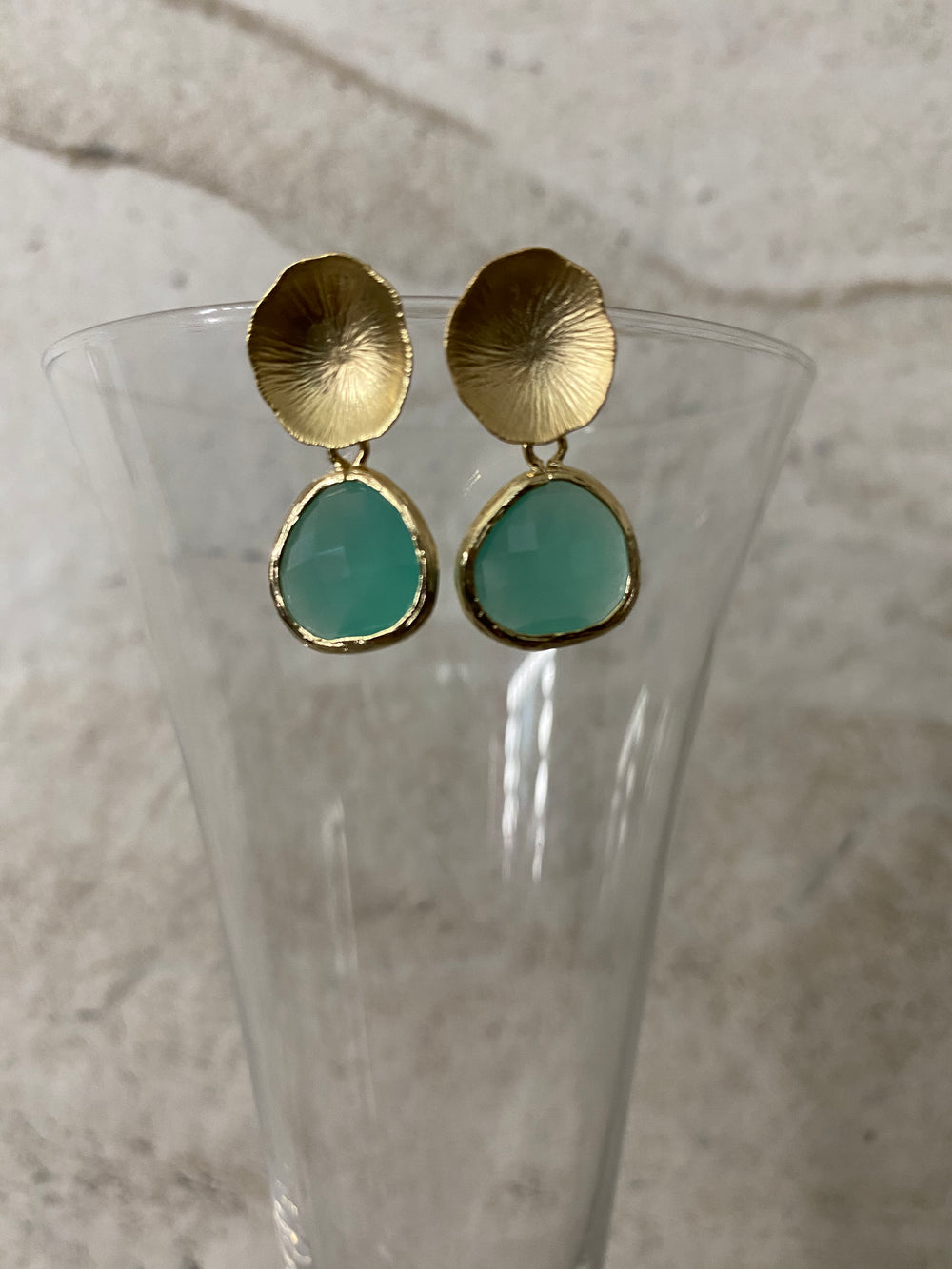 Aqua and Gold Mushroom Earrings - A&A Haute Spot