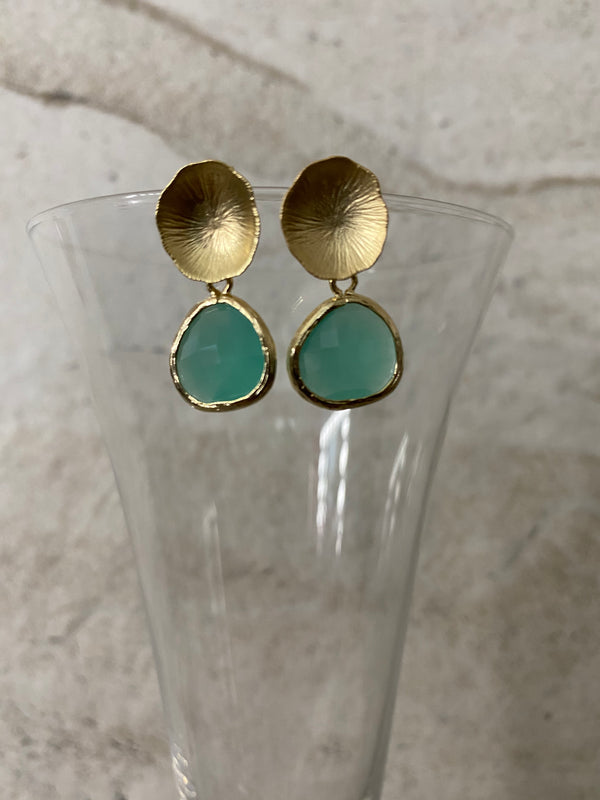Aqua and Gold Mushroom Earrings - A&A Haute Spot