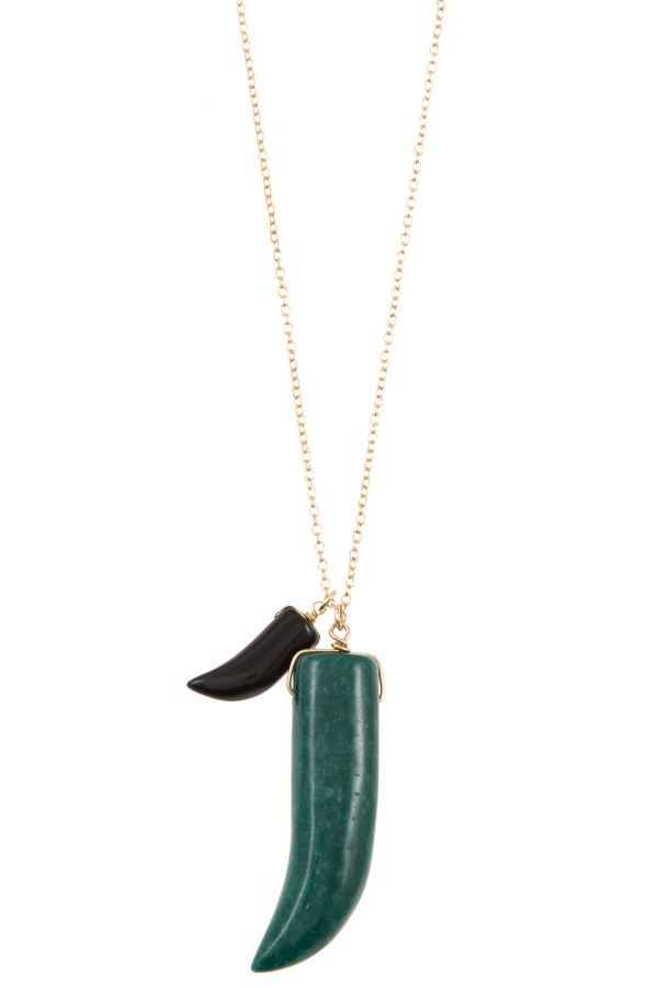 Elongated double horn pendant necklace - A&A Haute Spot