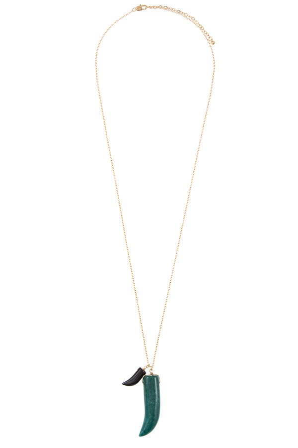 Elongated double horn pendant necklace - A&A Haute Spot