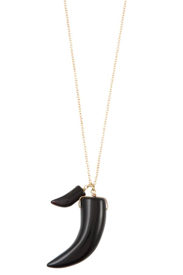 Elongated double horn pendant necklace - A&A Haute Spot