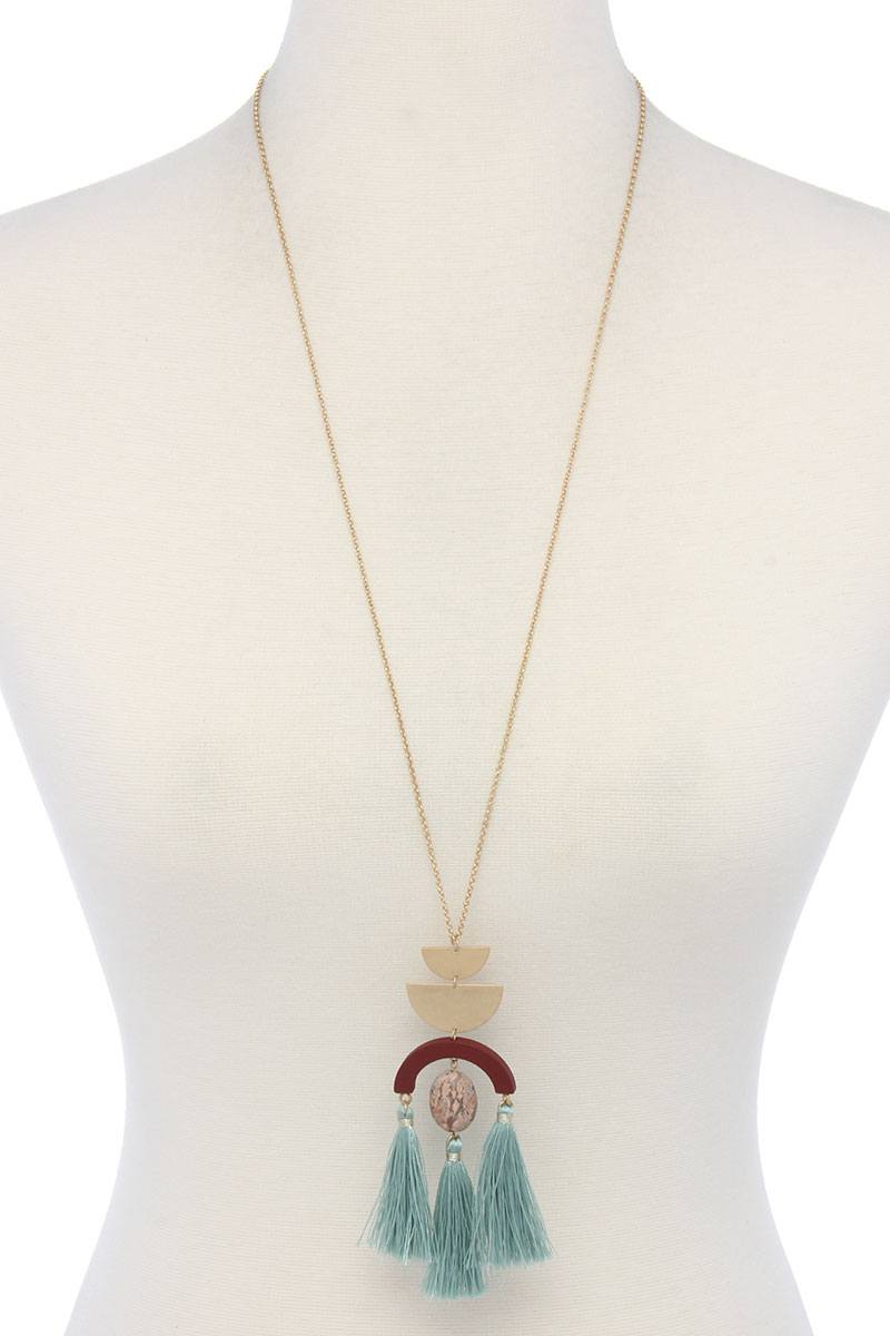 Half circle metal tassel pendant necklace - A&A Haute Spot