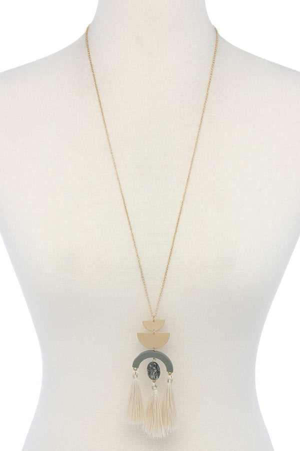 Half circle metal tassel pendant necklace - A&A Haute Spot