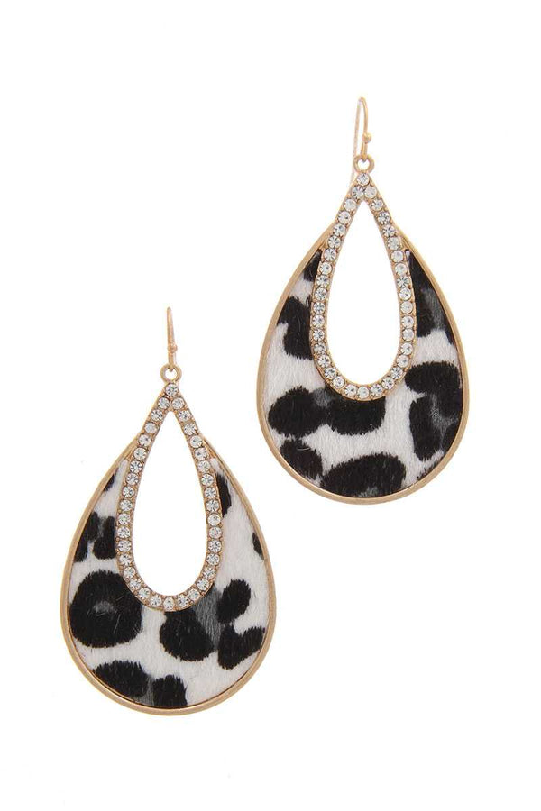 Rhinestone Animal Print Drop Earring - A&A Haute Spot