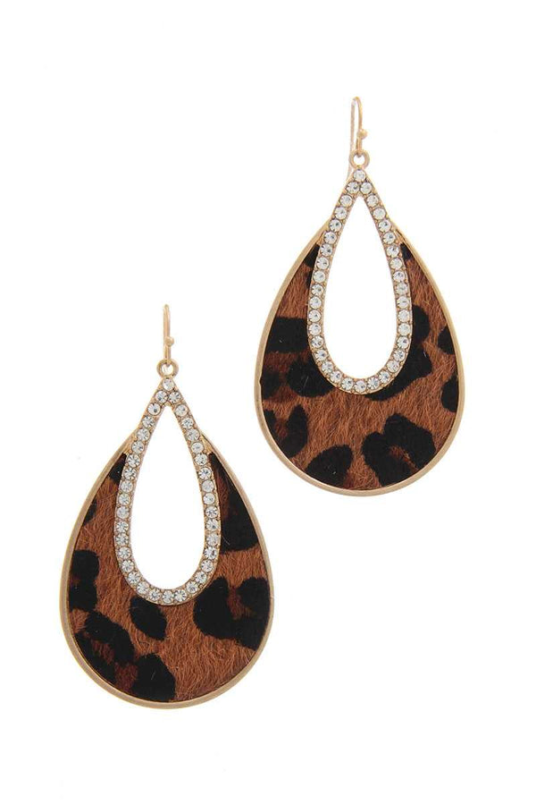 Rhinestone Animal Print Drop Earring - A&A Haute Spot