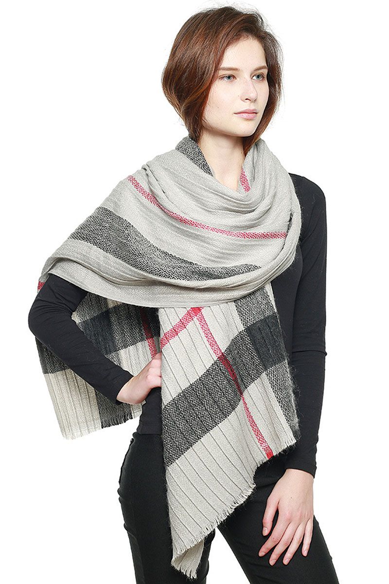 Plaid Pattern Pleated Scarf - A&A Haute Spot