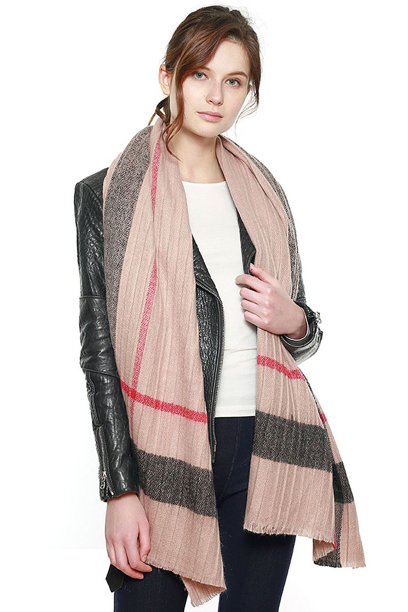 Plaid Pattern Pleated Scarf - A&A Haute Spot