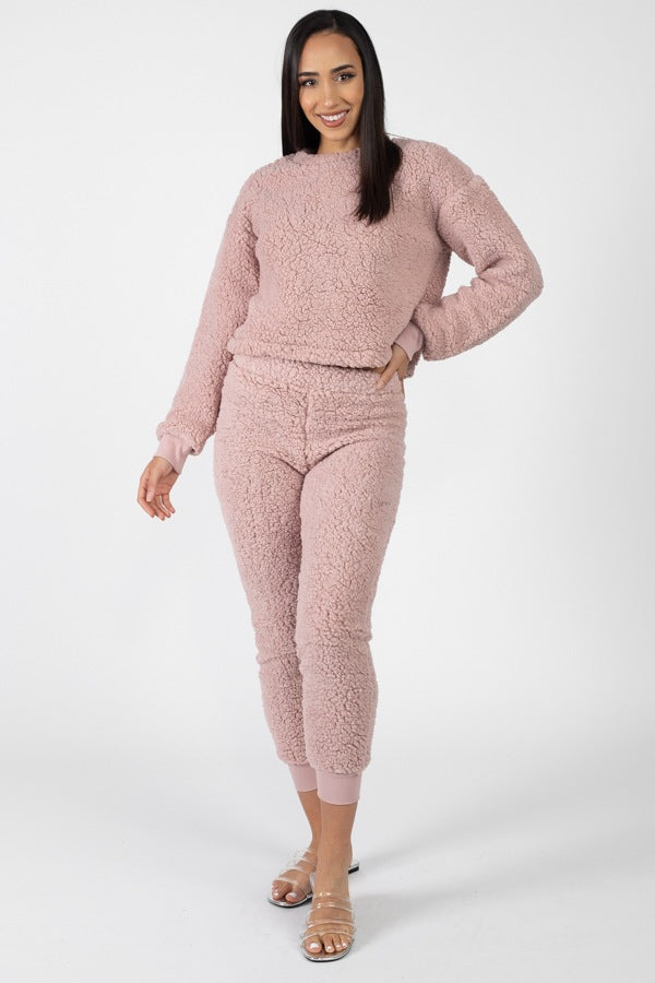 Faux Fur Cropped Top & Elasticized Pants - A&A Haute Spot