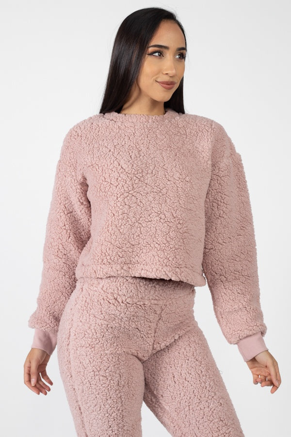 Faux Fur Cropped Top & Elasticized Pants - A&A Haute Spot