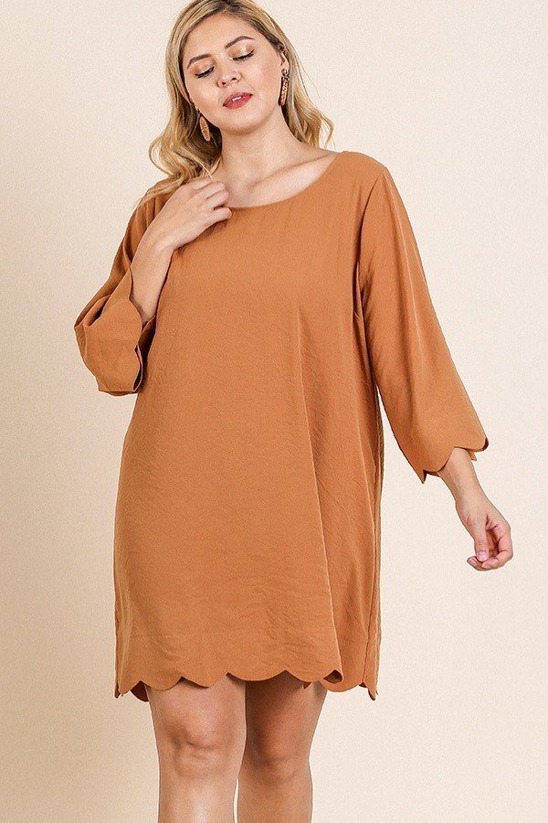 3/4 Sleeve Round Neck Dress - A&A Haute Spot