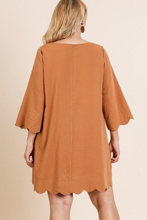 3/4 Sleeve Round Neck Dress - A&A Haute Spot