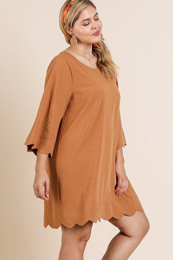 3/4 Sleeve Round Neck Dress - A&A Haute Spot