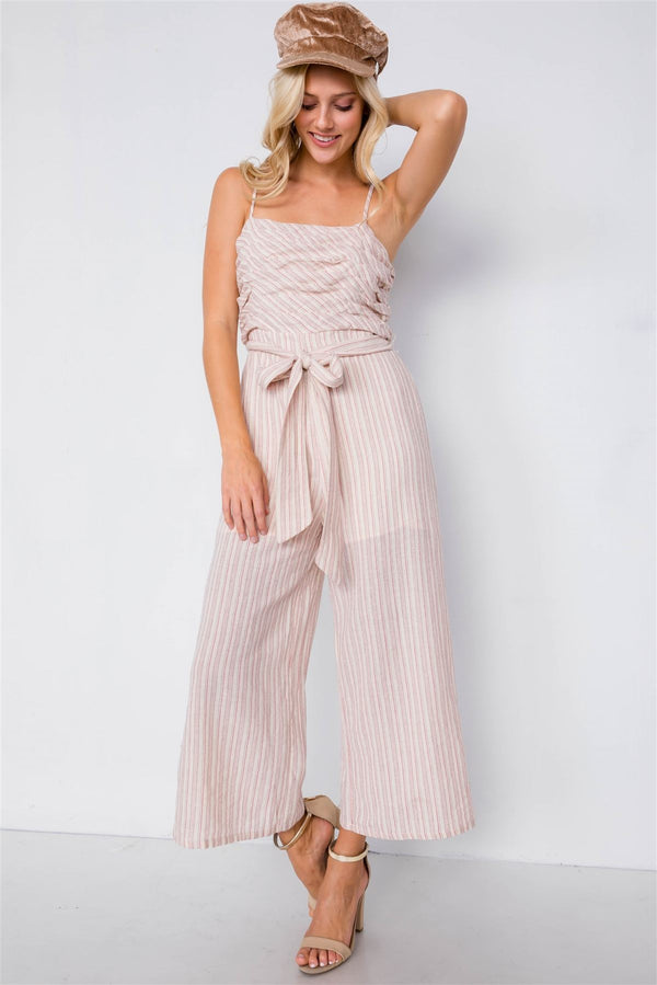 Spaghetti Strap Striped Jumpsuit - A&A Haute Spot