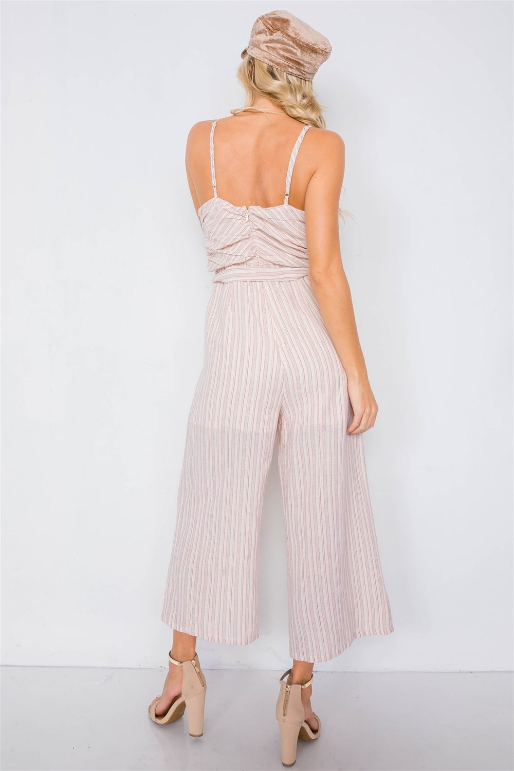 Spaghetti Strap Striped Jumpsuit - A&A Haute Spot