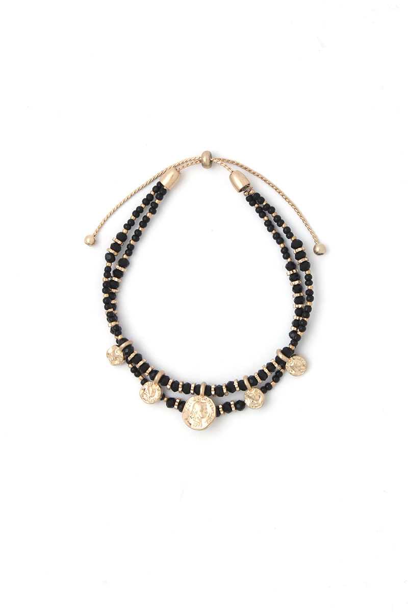 Coin Charm Beaded Adjustable Bracelet - A&A Haute Spot