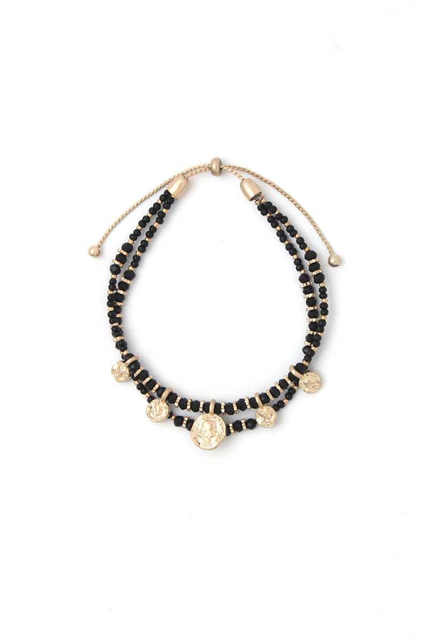 Coin Charm Beaded Adjustable Bracelet - A&A Haute Spot