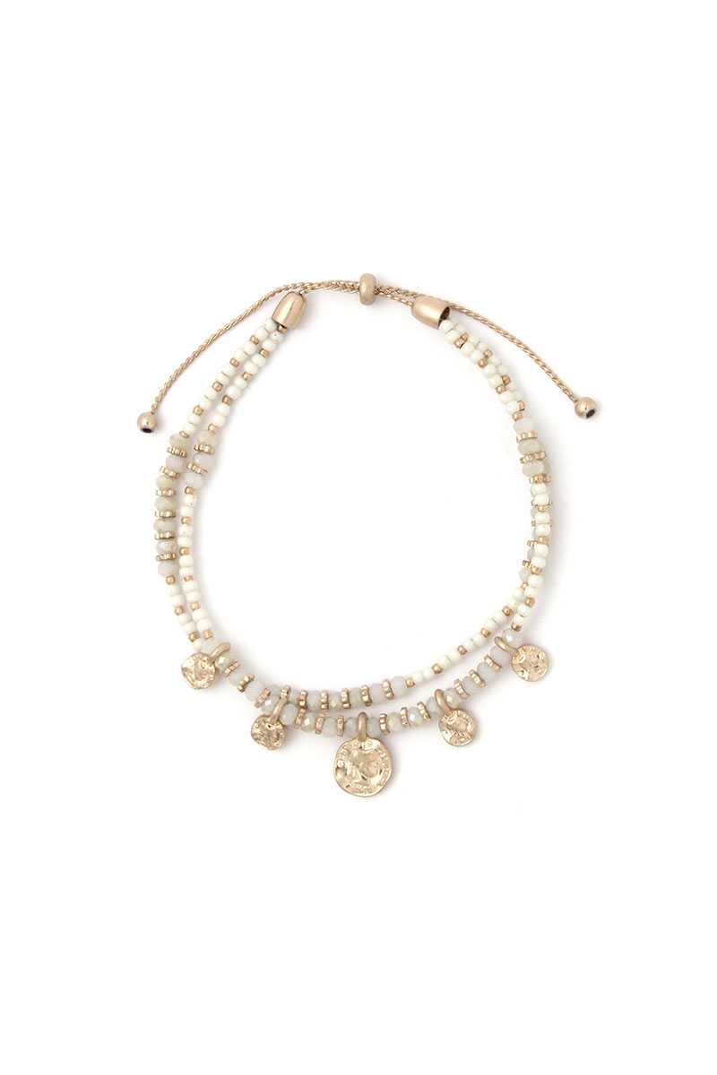 Coin Charm Beaded Adjustable Bracelet - A&A Haute Spot