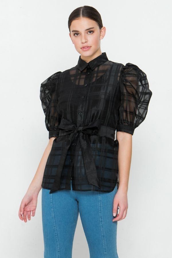 A See-thru Mini Length Organza Top - A&A Haute Spot