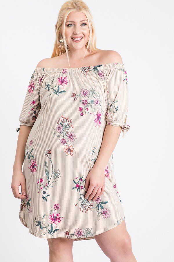 Off Shoulder Round Hem Dress - A&A Haute Spot