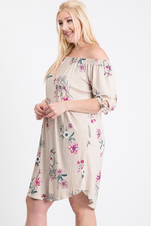 Off Shoulder Round Hem Dress - A&A Haute Spot