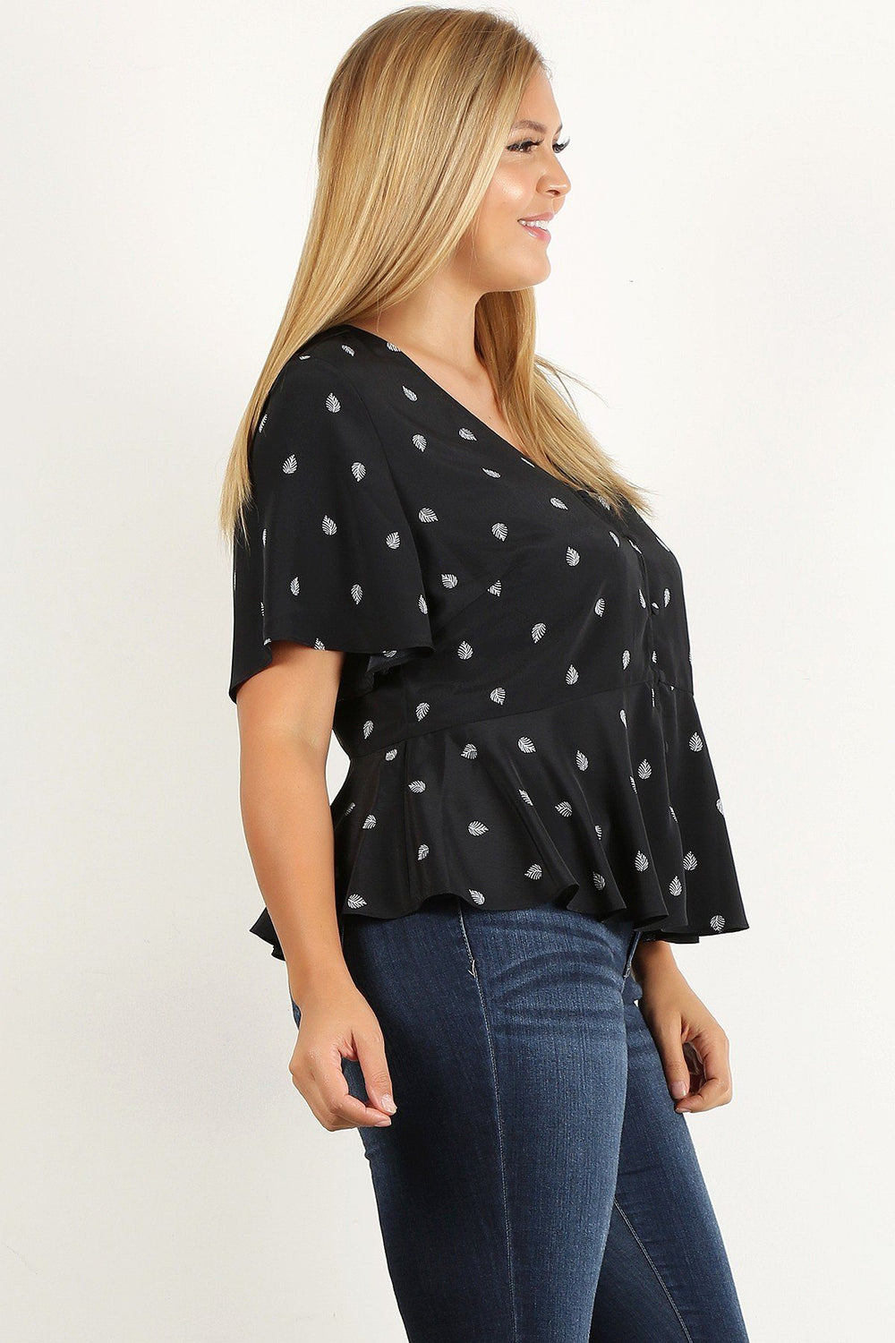 Plus Size Printed Short Sleeve Top - A&A Haute Spot