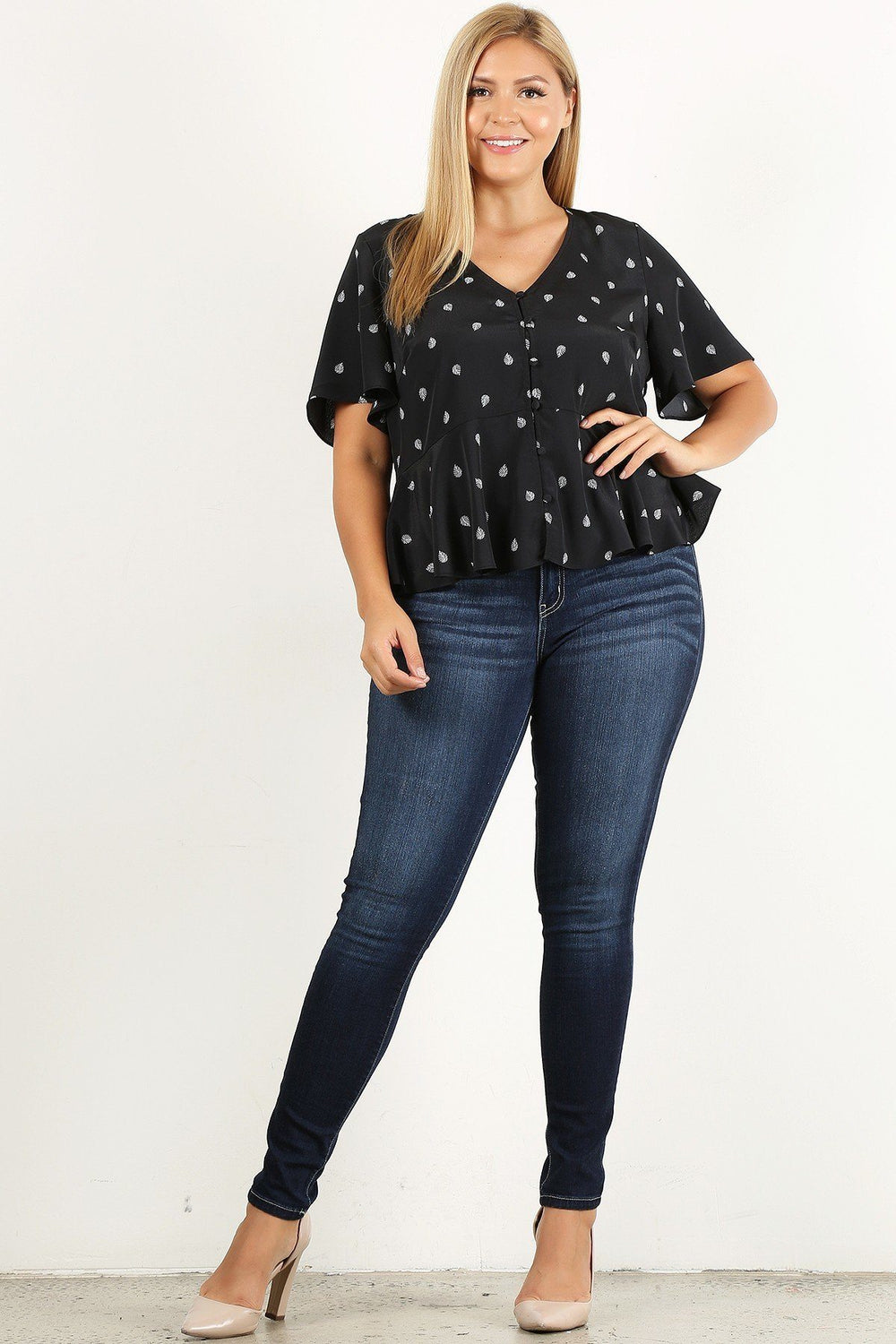 Plus Size Printed Short Sleeve Top - A&A Haute Spot