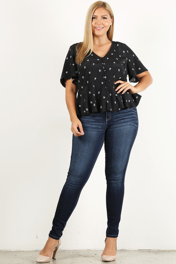 Plus Size Printed Short Sleeve Top - A&A Haute Spot