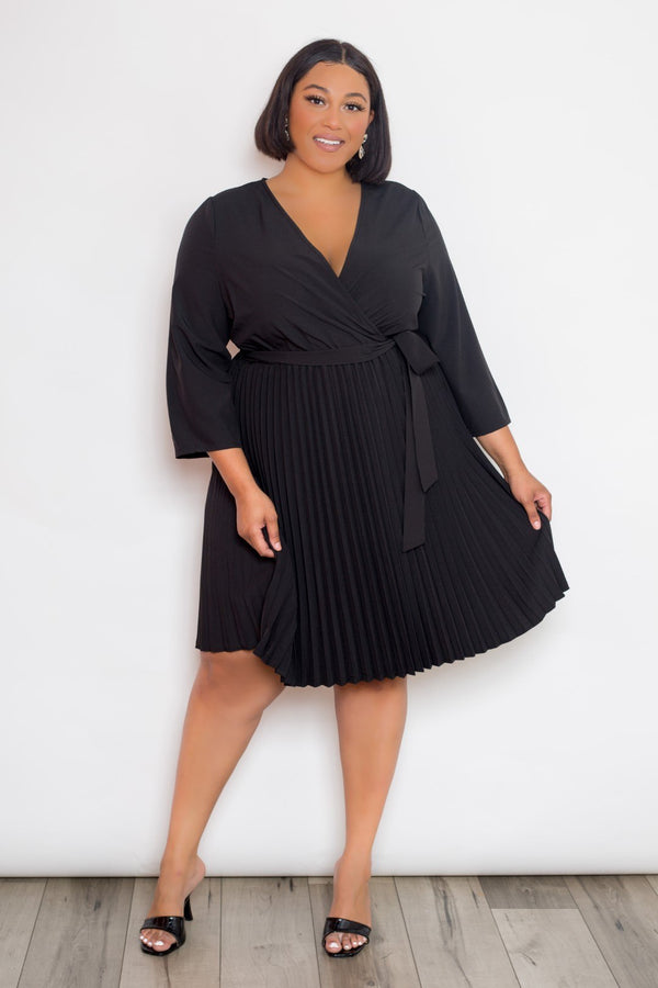 Mini Surplice Pleated Dress - A&A Haute Spot