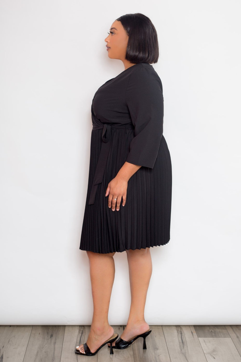 Mini Surplice Pleated Dress - A&A Haute Spot