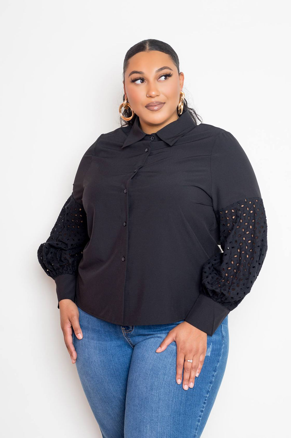 Blouse With Punched Sleeves - A&A Haute Spot
