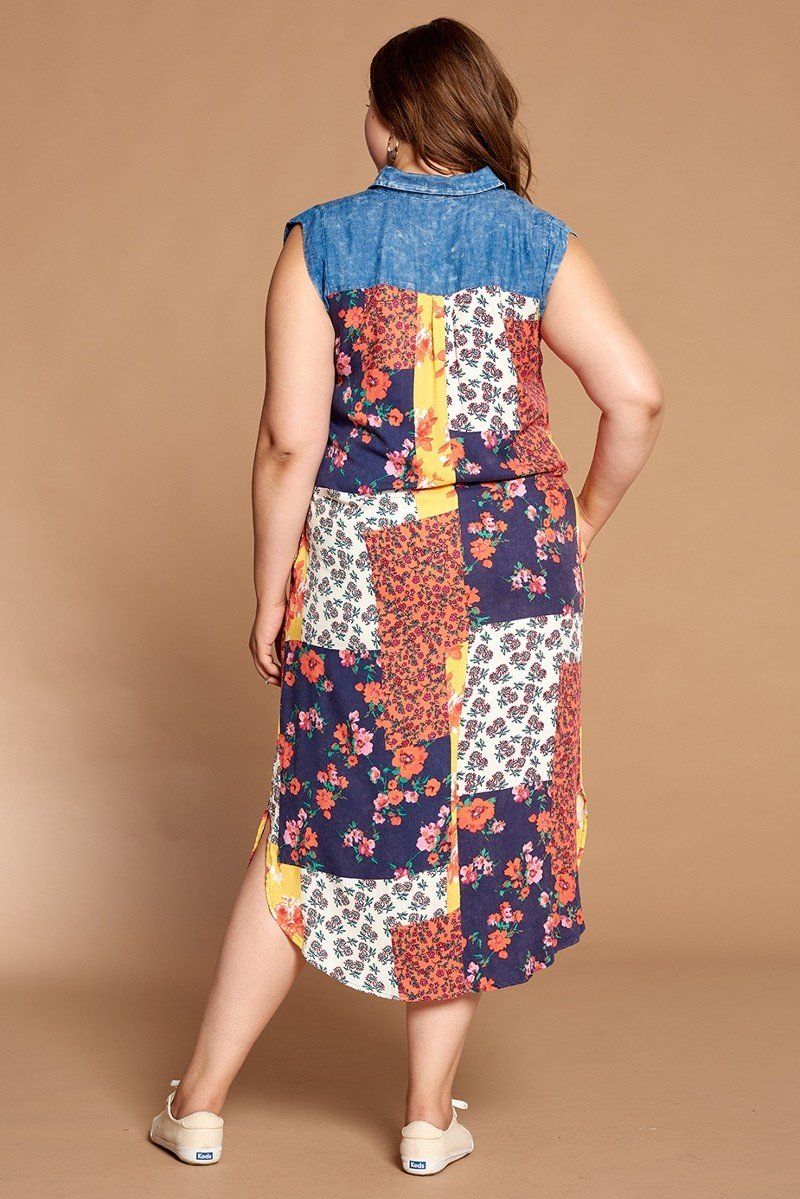Mixed-floral Patchwork Printed Button-down Maxi Dress - A&A Haute Spot