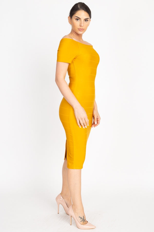 Off The Shoulder Bandage Dress - A&A Haute Spot