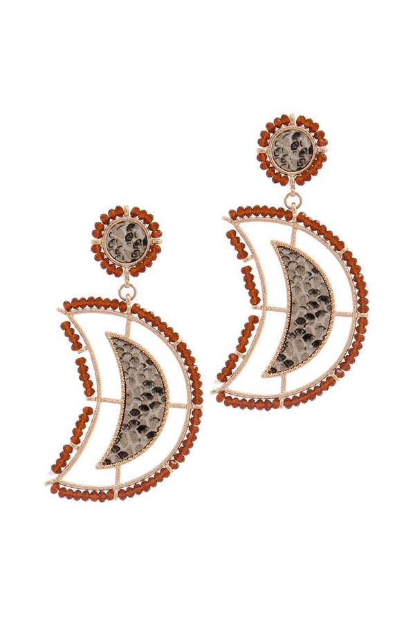 Beaded Snake Pattern Post Drop Earring - A&A Haute Spot