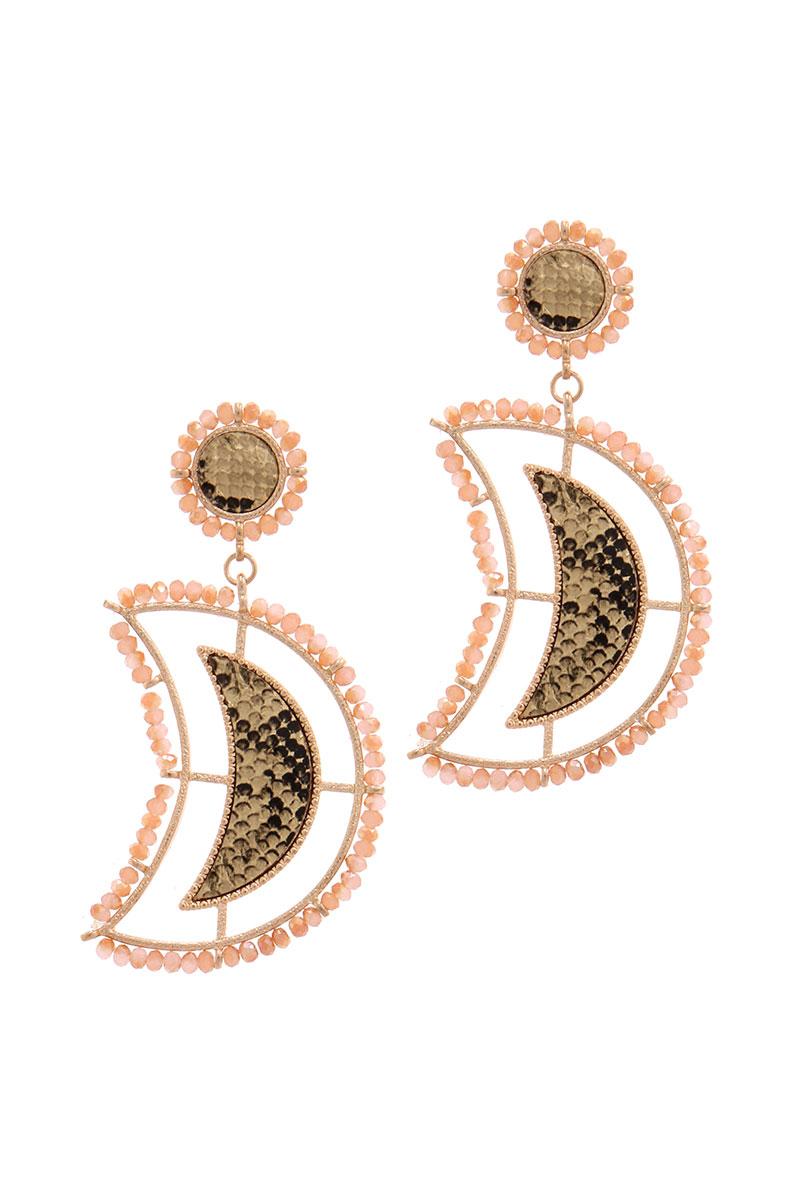 Beaded Snake Pattern Post Drop Earring - A&A Haute Spot
