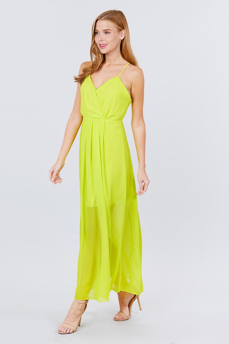 V-neck Cross Back Strap Detail Maxi Cami Dress - A&A Haute Spot