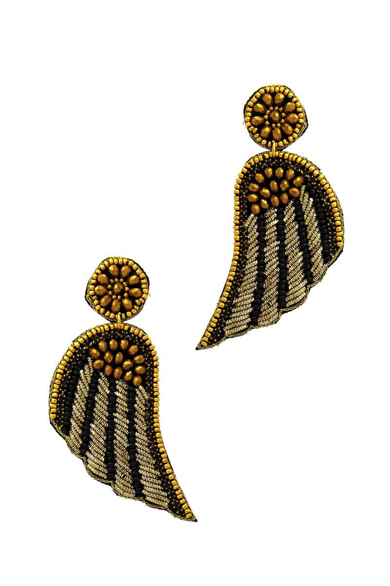 Fashion Modern Wing Patch Drop Earring - A&A Haute Spot