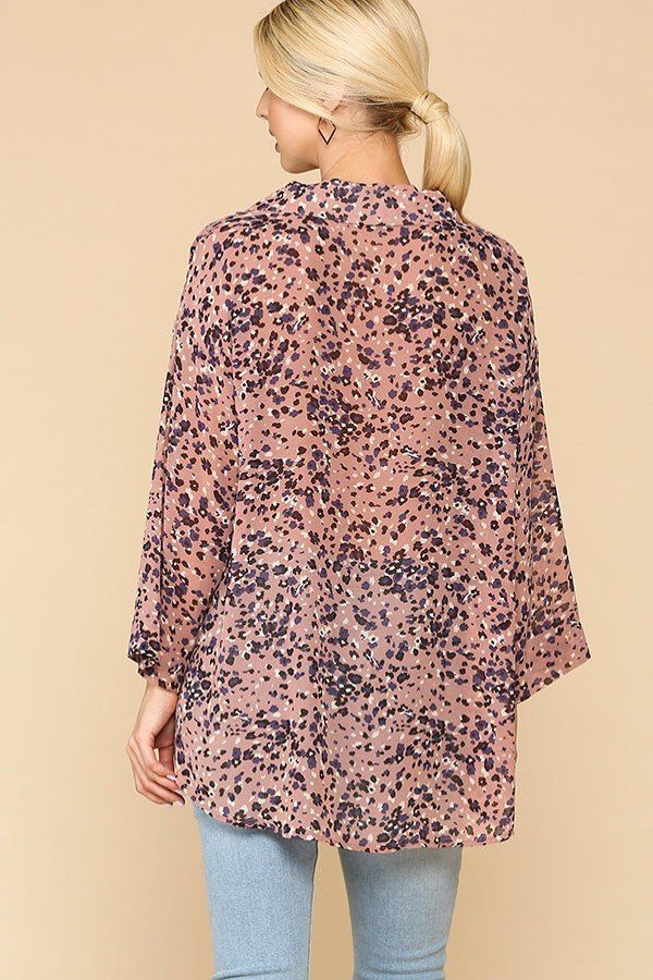 Animal Print Button Down Lapel Collar Shirt With Chest Pocket - A&A Haute Spot