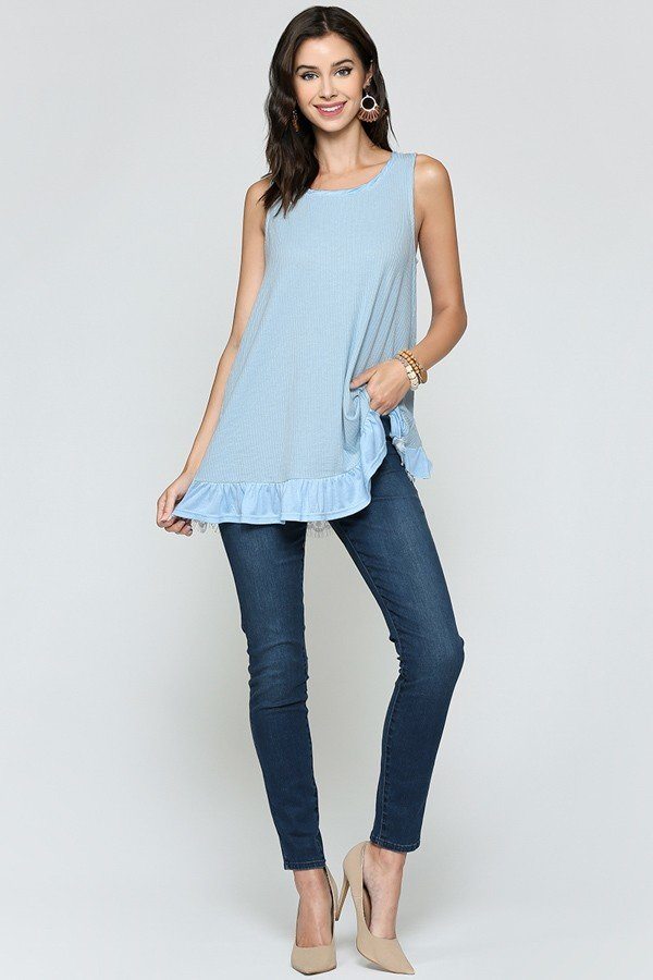 Sleeveless Back Lace Ruffle Detail Tank Top - A&A Haute Spot