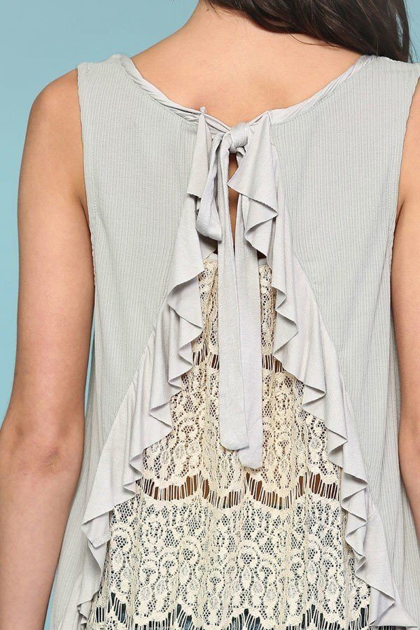 Sleeveless Back Lace Ruffle Detail Tank Top - A&A Haute Spot