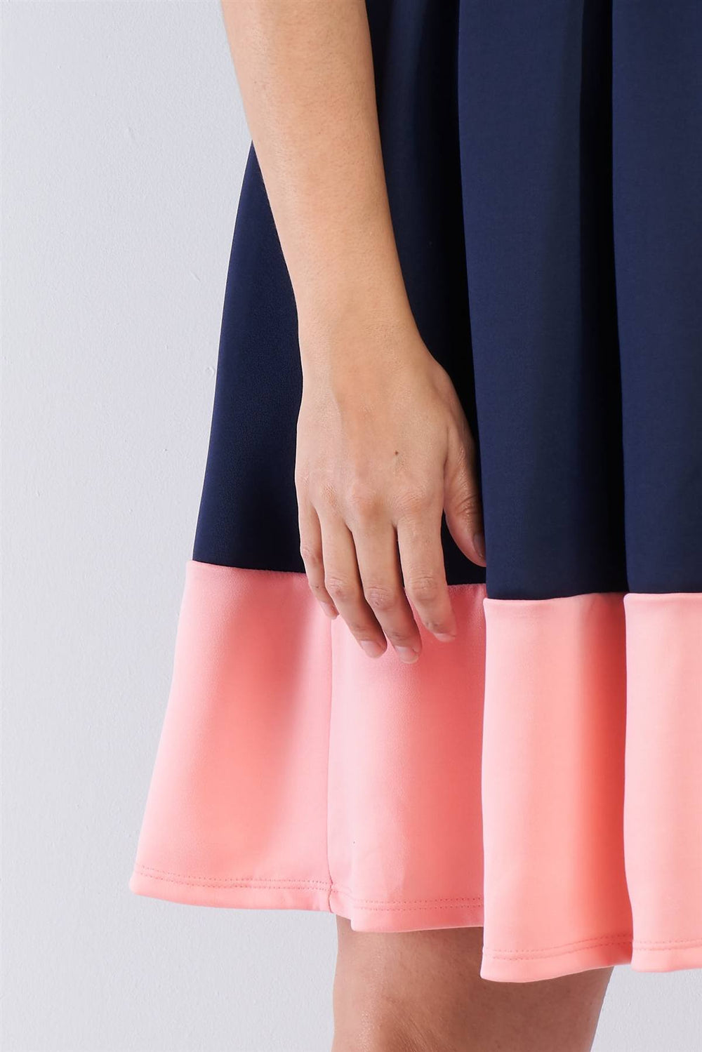 Plus Size Navy Pleated Colorblock Mini Dress - A&A Haute Spot