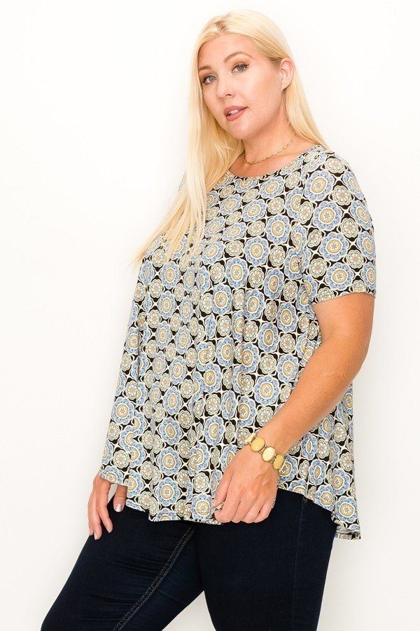 Plus Size Multi Print Tunic Top - A&A Haute Spot