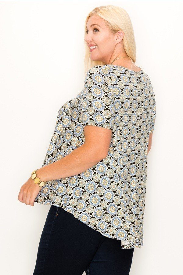 Plus Size Multi Print Tunic Top - A&A Haute Spot