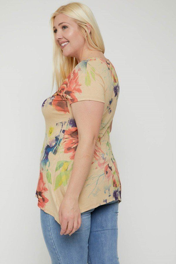 Multi-colored Watercolor Flower Print Tunic - A&A Haute Spot